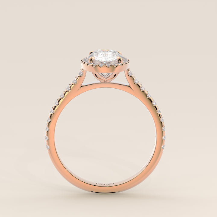 Rosie - Oval Halo Lab Grown Diamond Ring with Pave Band