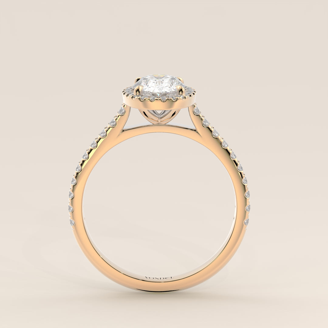 Rosie - Oval Halo Lab Grown Diamond Ring with Pave Band