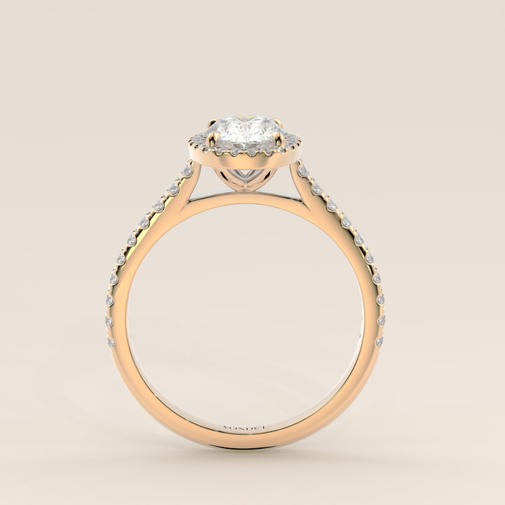 Rosie - Oval Halo Lab Grown Diamond Ring with Pave Band