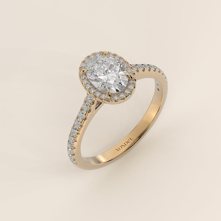 Rosie - Oval Halo Lab Grown Diamond Ring with Pave Band