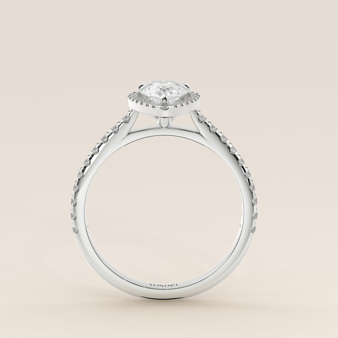 Rosie – Birnenförmiger Halo-Ring mit im Labor gezüchtetem Diamanten und Pavé-Fassung