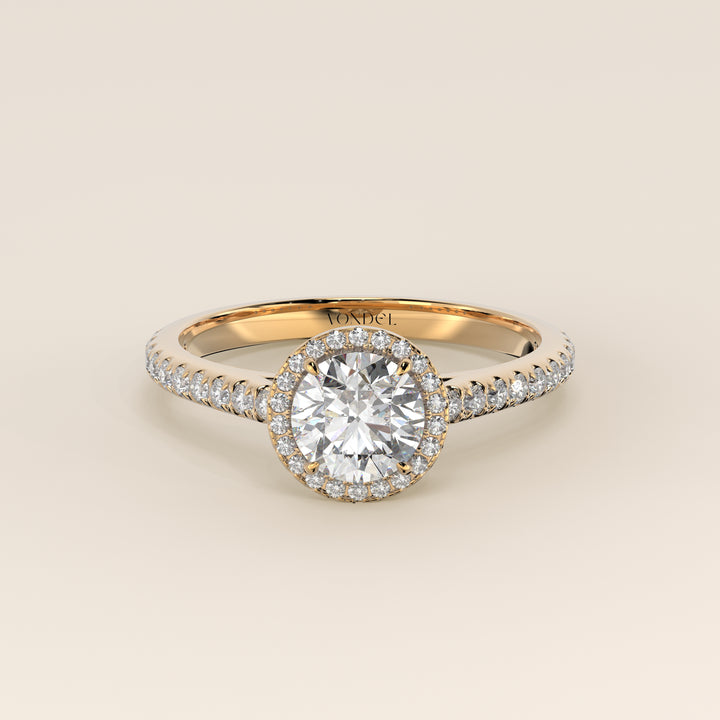 Rosie - Round Halo Lab Grown Diamond Ring with Pave Band