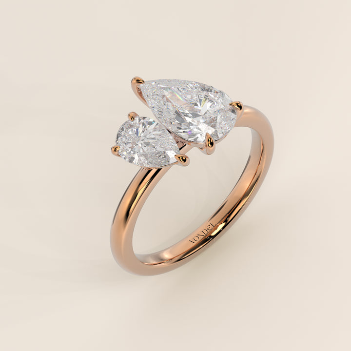Léa – Birnenförmiger Toi et Moi Labor-Diamantring – 18 Karat Gold – 2,72 ct