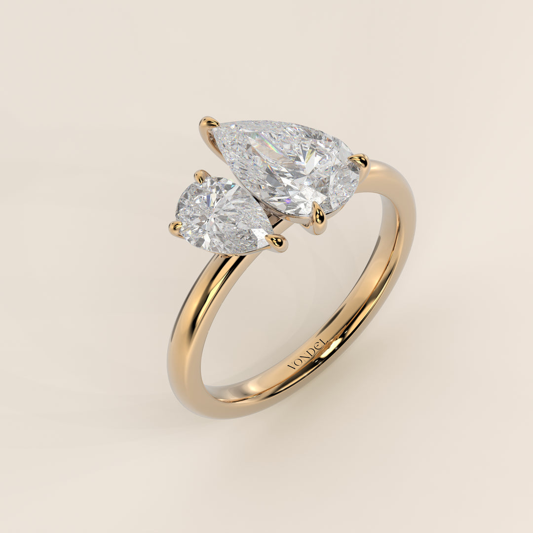 Léa – Birnenförmiger Toi et Moi Labor-Diamantring – 18 Karat Gold – 2,72 ct