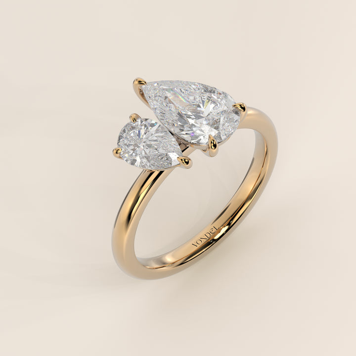 Léa – Birnenförmiger Toi et Moi Labor-Diamantring – 18 Karat Gold – 2,72 ct