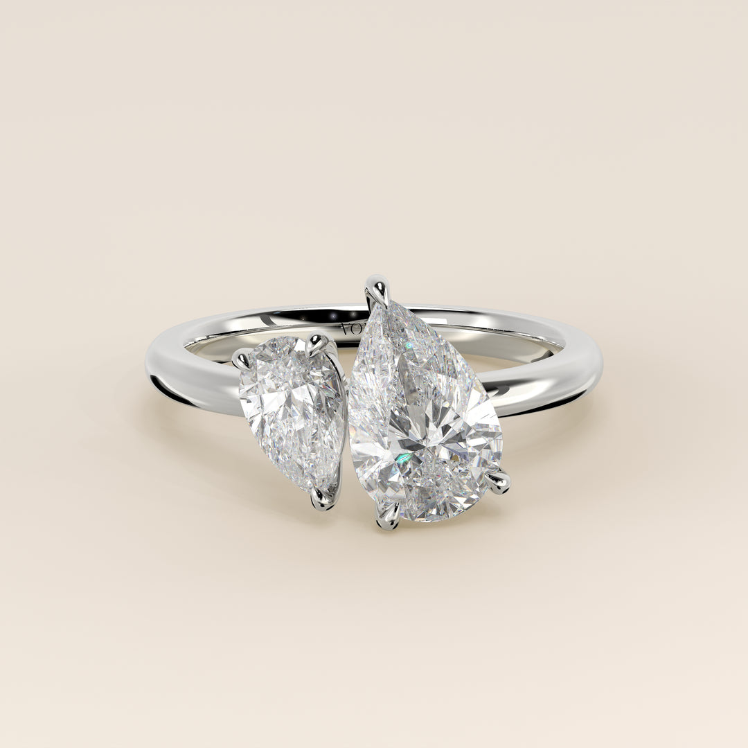 Léa – Birnenförmiger Toi et Moi Labor-Diamantring – 18 Karat Gold – 2,72 ct