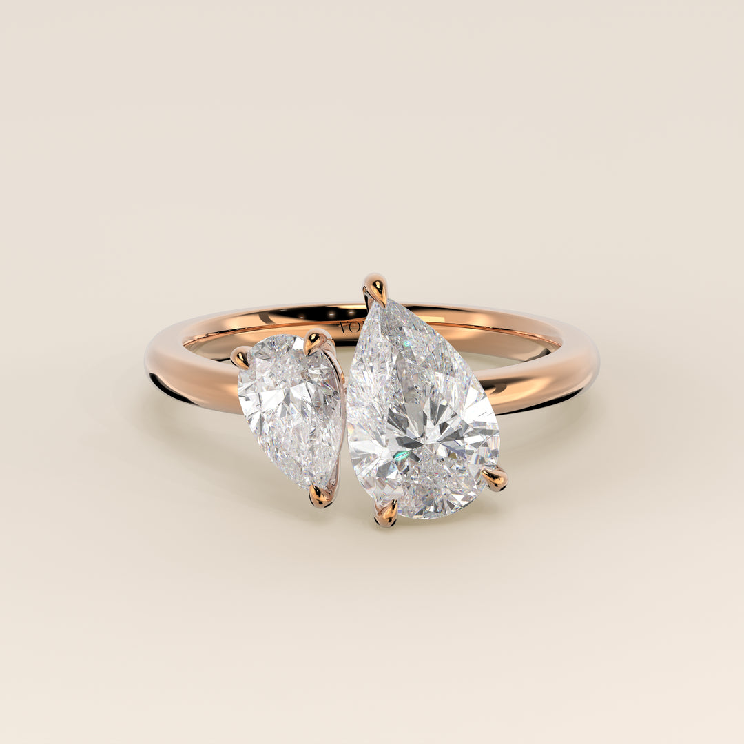 Léa – Birnenförmiger Toi et Moi Labor-Diamantring – 18 Karat Gold – 2,72 ct