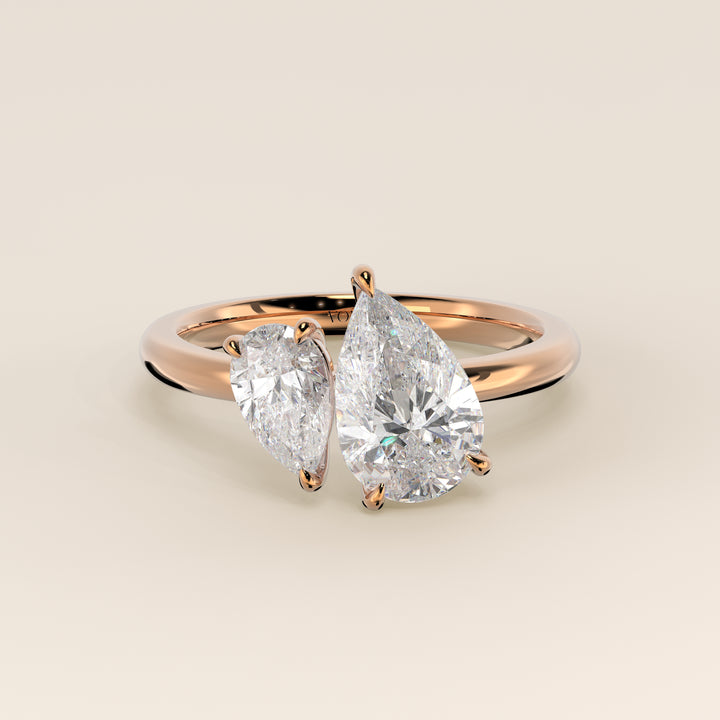 Léa – Birnenförmiger Toi et Moi Labor-Diamantring – 18 Karat Gold – 2,72 ct