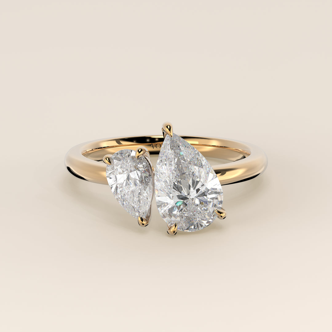Léa – Birnenförmiger Toi et Moi Labor-Diamantring – 18 Karat Gold – 2,72 ct