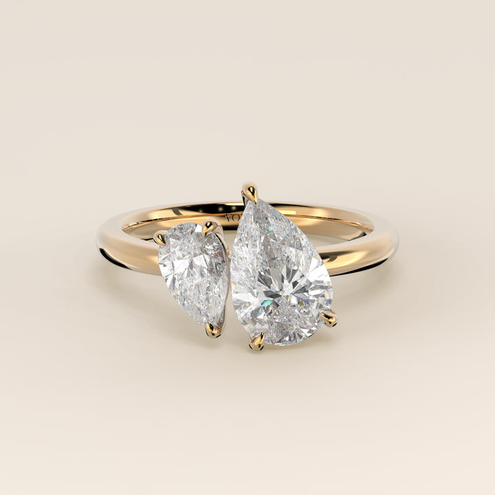 Léa – Birnenförmiger Toi et Moi Labor-Diamantring – 18 Karat Gold – 2,72 ct
