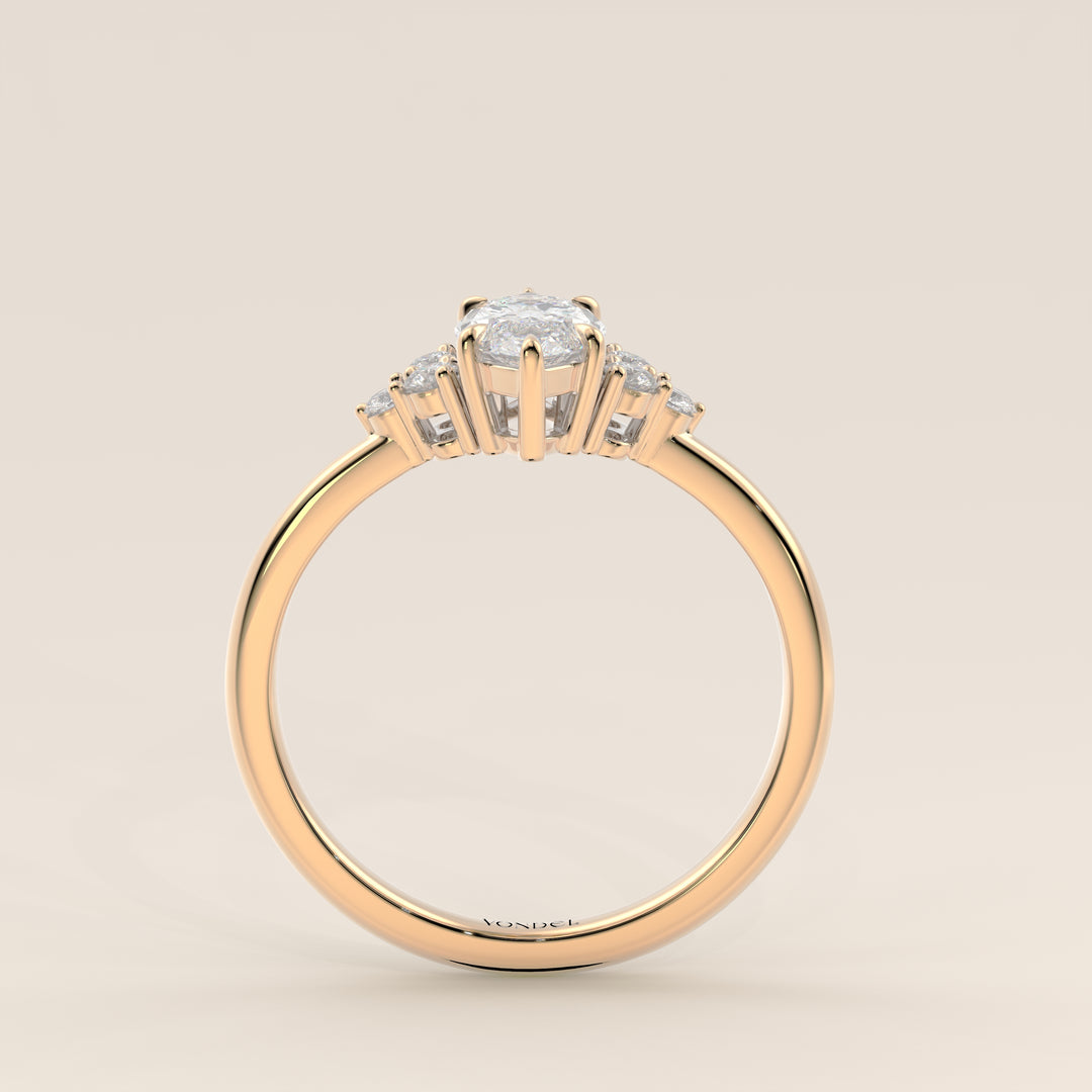 Cindy - Marquise Trilogy Cluster Lab Grown Diamond Ring with Low Setting