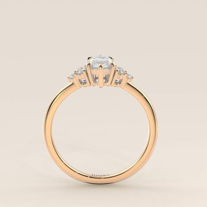 Cindy - Marquise Trilogy Cluster Lab Grown Diamond Ring with Low Setting