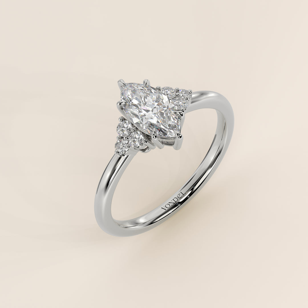 Cindy - Marquise Trilogy Cluster Lab Grown Diamond Ring with Low Setting