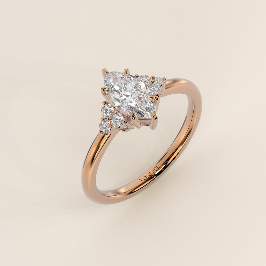 Cindy - Marquise Trilogy Cluster Lab Grown Diamond Ring with Low Setting