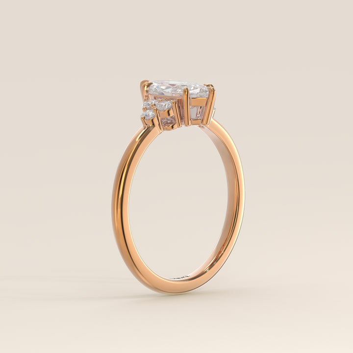 Cindy - Marquise Trilogy Cluster Lab Grown Diamond Ring with Low Setting