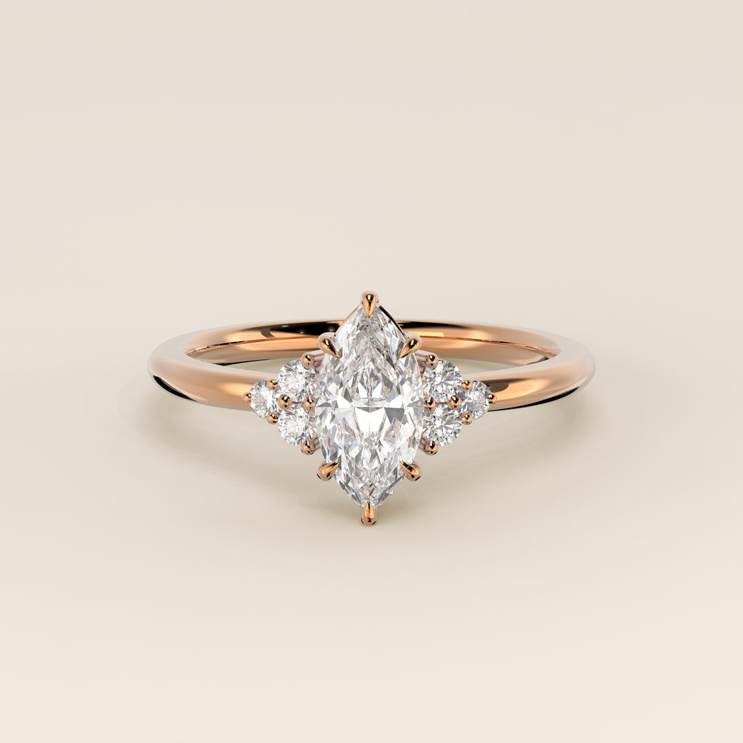Cindy - Marquise Trilogy Cluster Lab Grown Diamond Ring with Low Setting