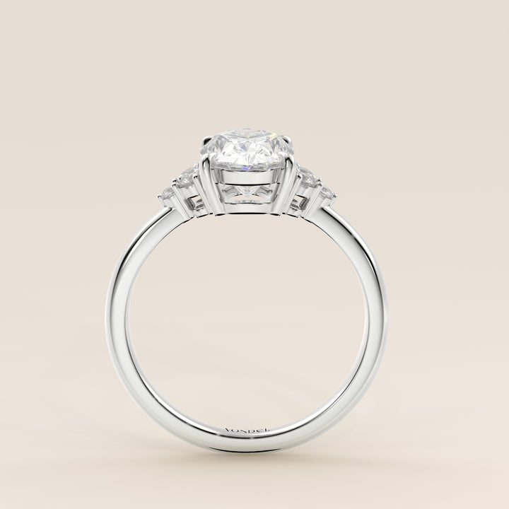 Evi - Oval Trilogy Cluster Lab Grown Diamond Ring with Low Setting
