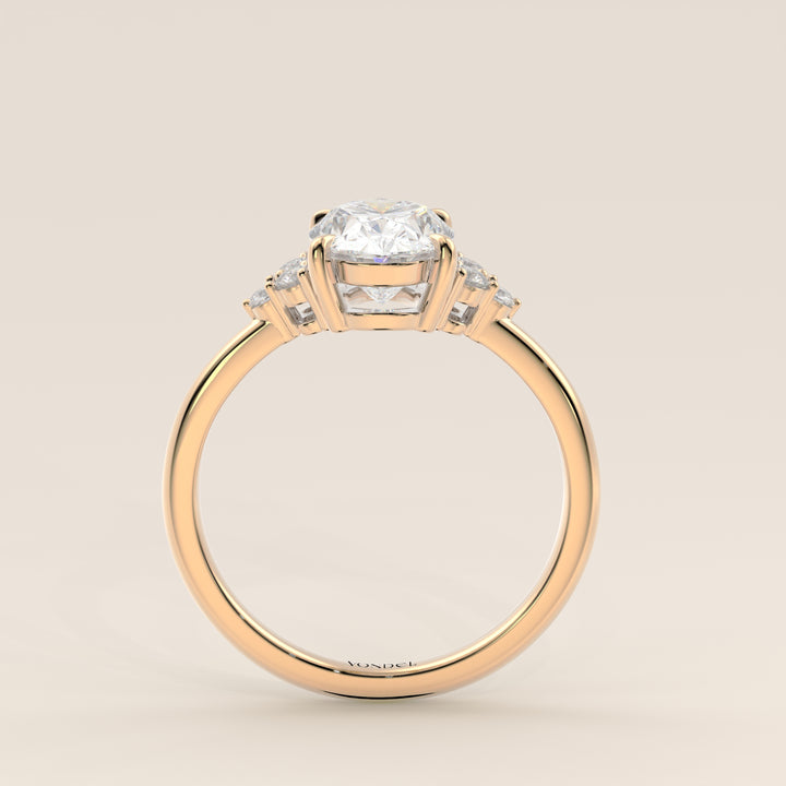 Evi - Oval Trilogy Cluster Lab Grown Diamond Ring with Low Setting