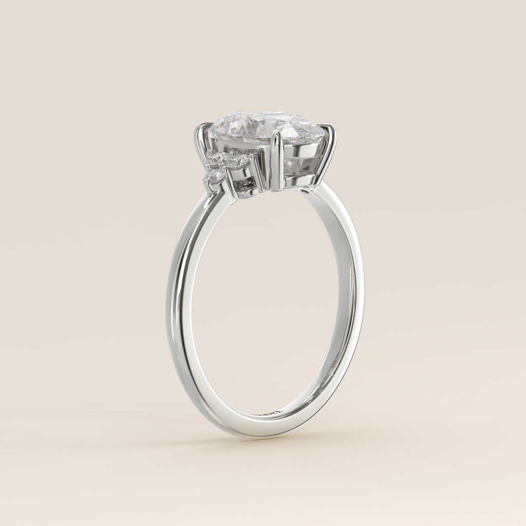 Evi - Oval Trilogy Cluster Lab Grown Diamond Ring with Low Setting