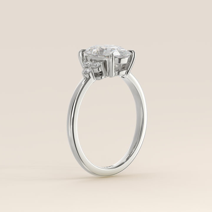 Evi - Oval Trilogy Cluster Lab Grown Diamond Ring with Low Setting
