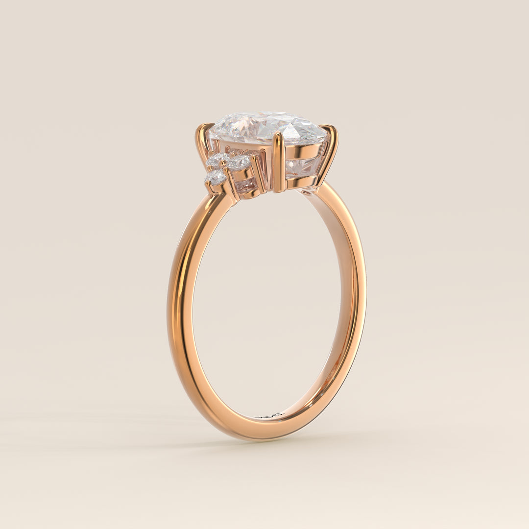 Evi - Oval Trilogy Cluster Lab Grown Diamond Ring with Low Setting