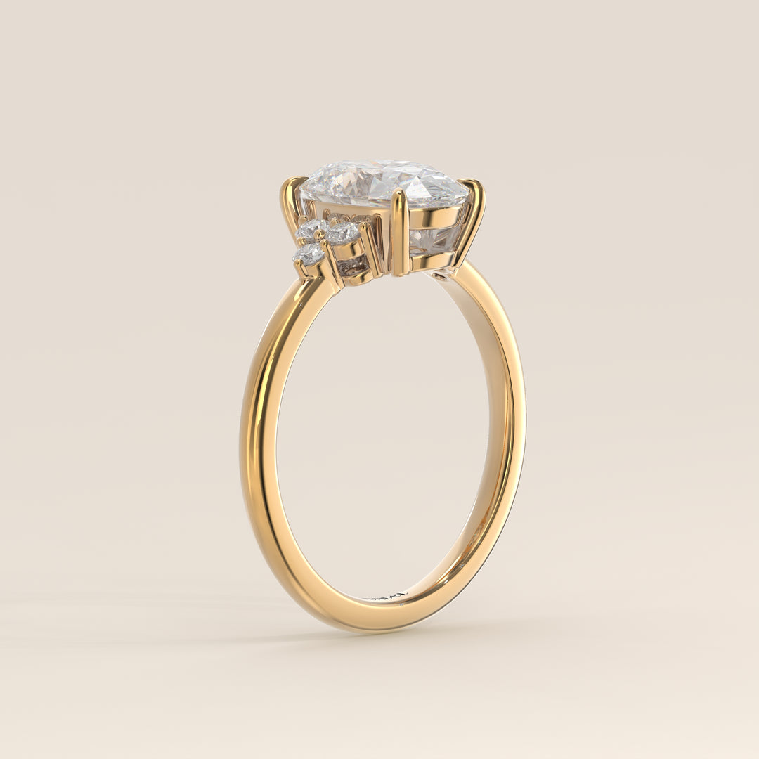 Evi - Oval Trilogy Cluster Lab Grown Diamond Ring with Low Setting