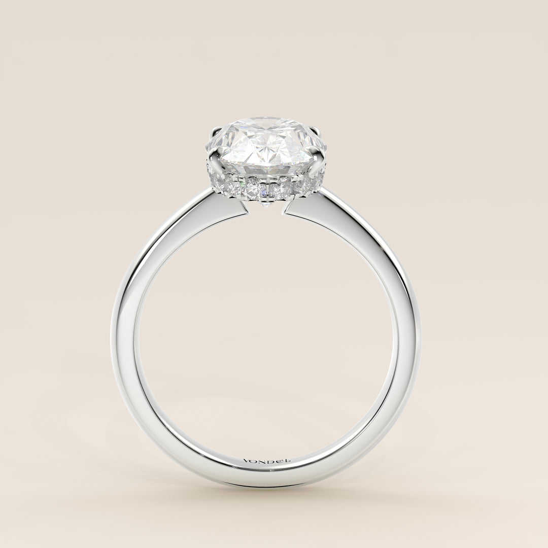 Lauren - Oval Lab Grown Diamond Ring Solitair with Hidden Halo and Open Band
