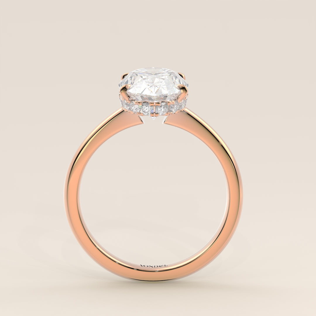 Lauren - Oval Lab Grown Diamond Ring Solitair with Hidden Halo and Open Band