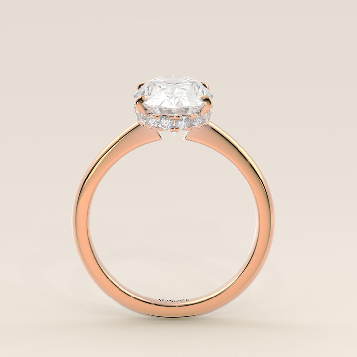 Lauren - Oval Lab Grown Diamond Ring Solitair with Hidden Halo and Open Band