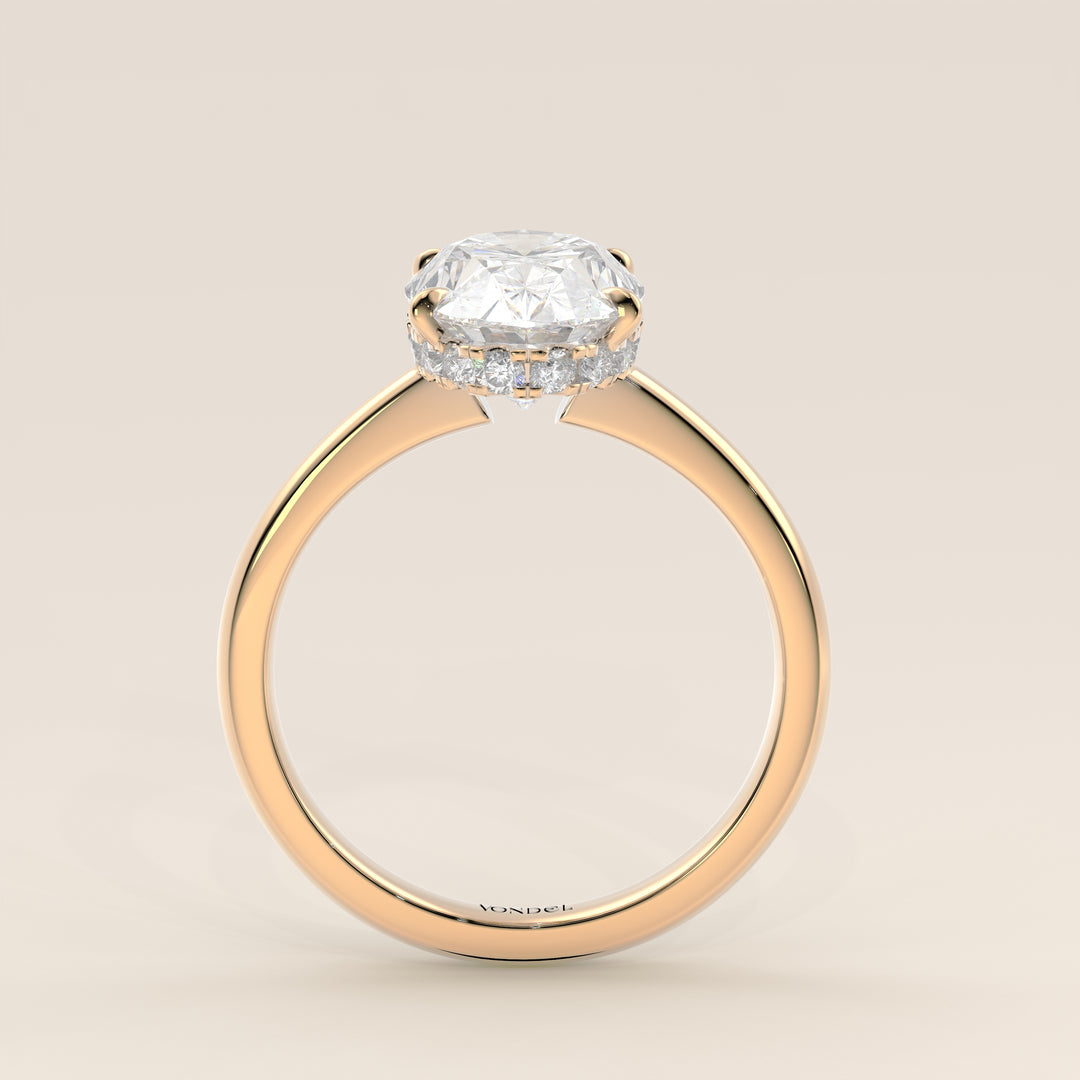 Lauren - Oval Lab Grown Diamond Ring Solitair with Hidden Halo and Open Band