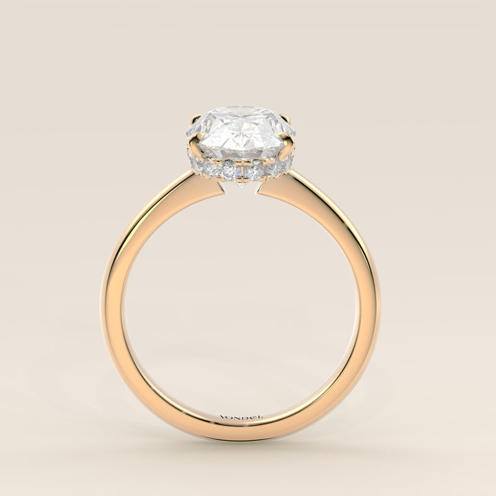 Lauren - Oval Lab Grown Diamond Ring Solitair with Hidden Halo and Open Band