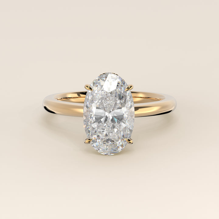 Lauren - Oval Lab Grown Diamond Ring Solitair with Hidden Halo and Open Band