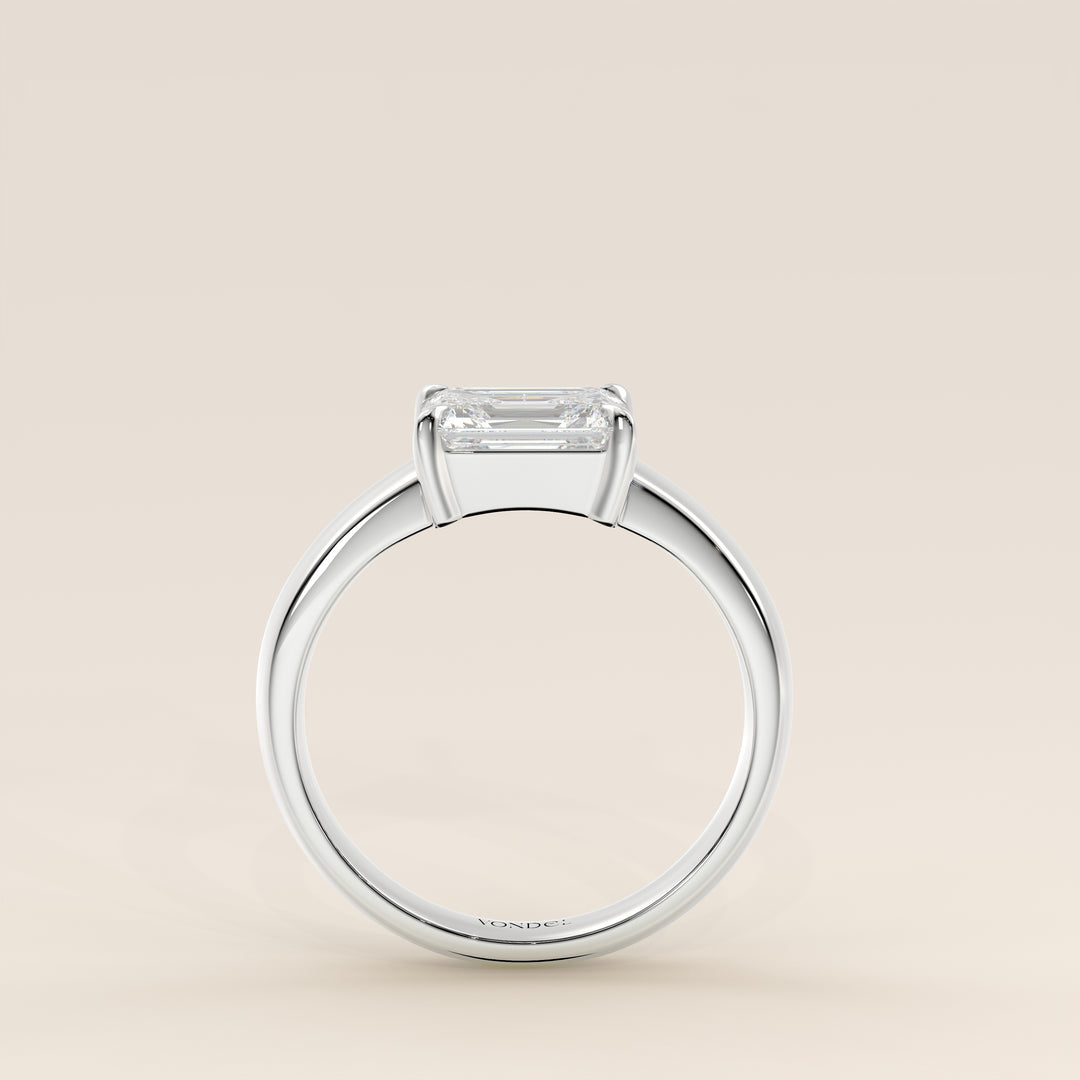 Joan - Emerald East to West Lab Grown Diamond Ring with Wide Band