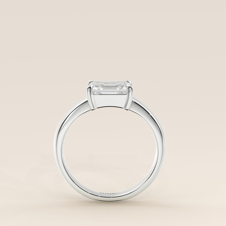 Joan - Emerald East to West Lab Grown Diamond Ring with Wide Band