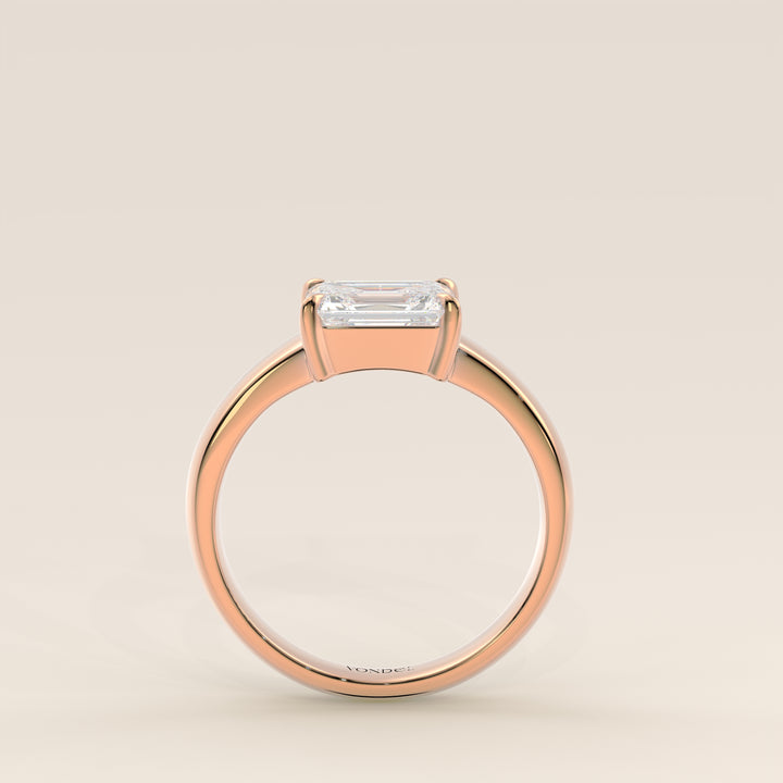 Joan - Emerald East to West Lab Grown Diamond Ring with Wide Band