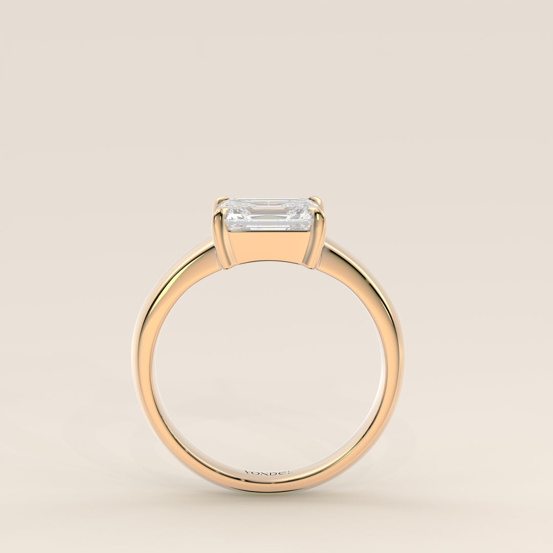 Joan - Emerald East to West Lab Grown Diamond Ring with Wide Band