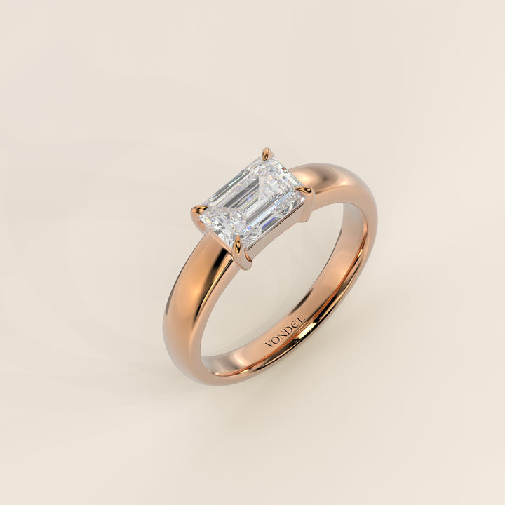Joan - Emerald East to West Lab Grown Diamond Ring with Wide Band