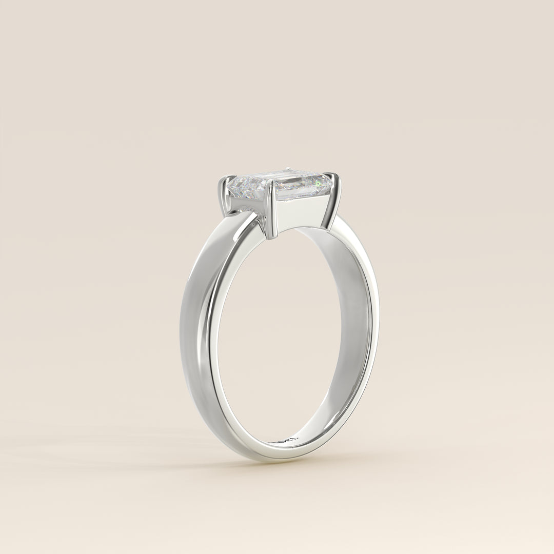 Joan - Emerald East to West Lab Grown Diamond Ring with Wide Band