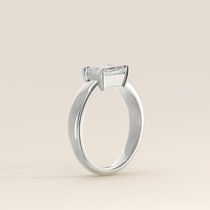Joan - Emerald East to West Lab Grown Diamond Ring with Wide Band