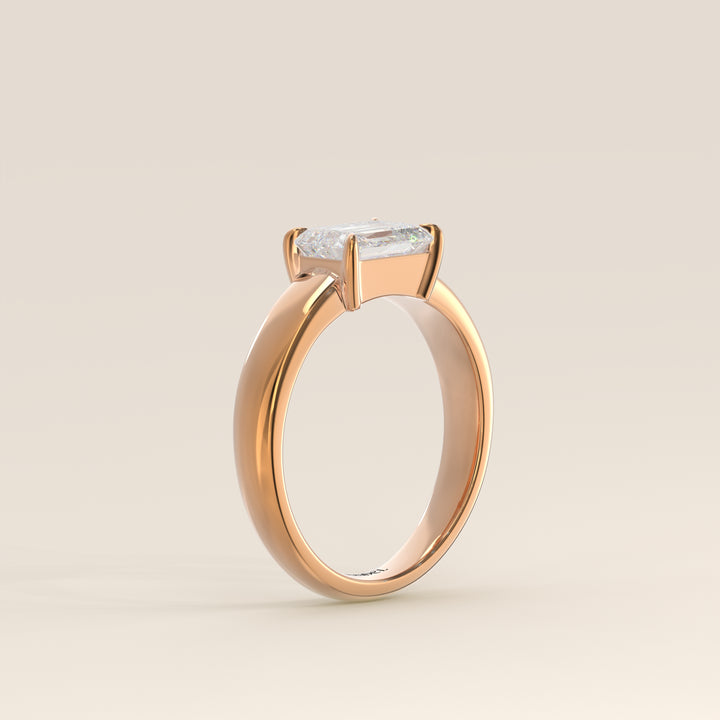 Joan - Emerald East to West Lab Grown Diamond Ring with Wide Band