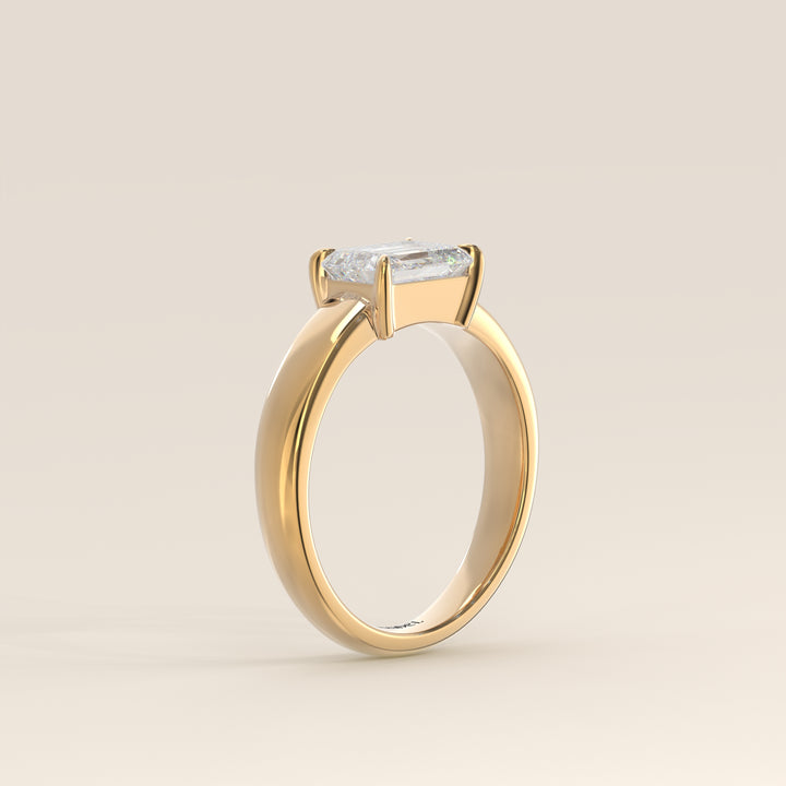 Joan - Emerald East to West Lab Grown Diamond Ring with Wide Band