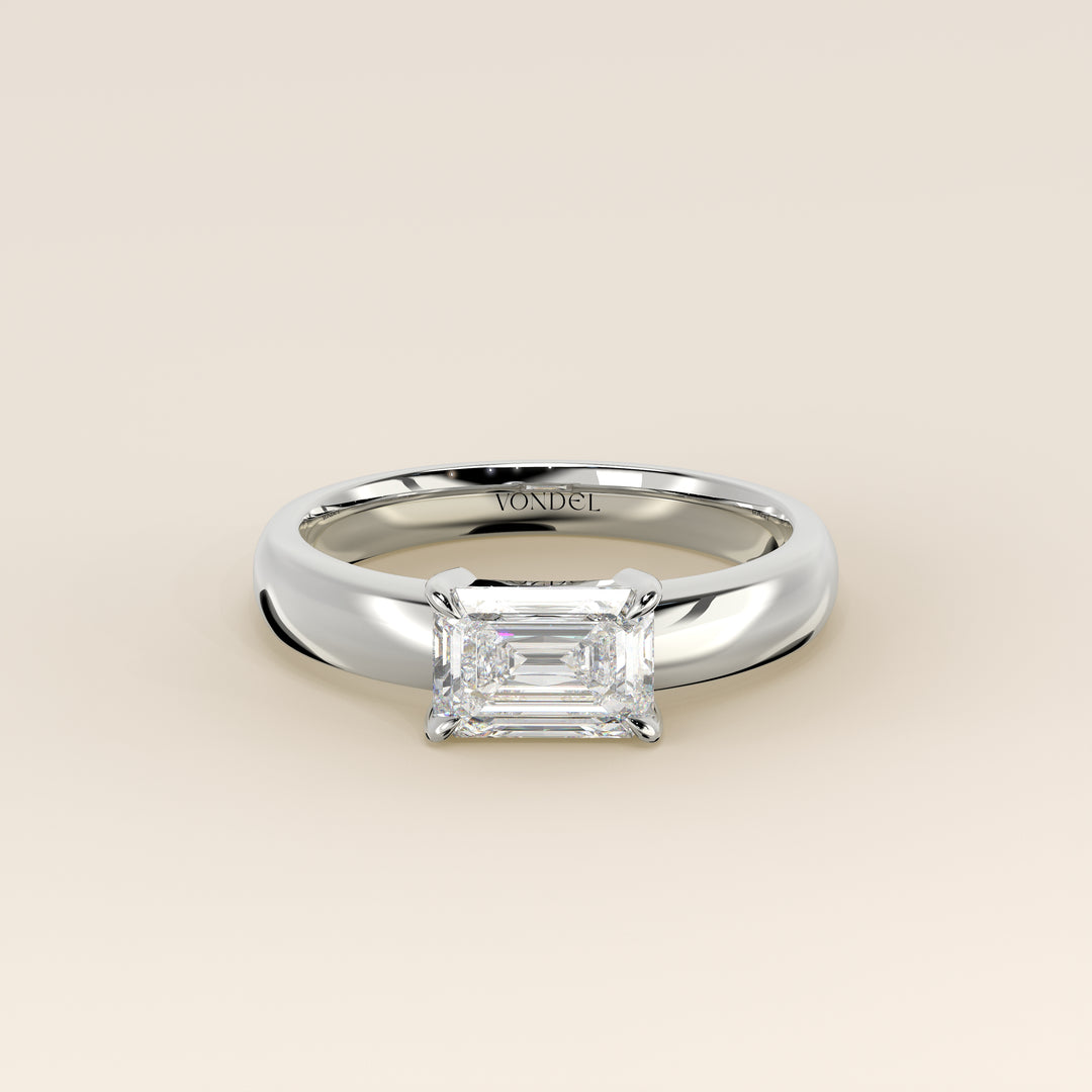 Joan - Emerald East to West Lab Grown Diamond Ring with Wide Band