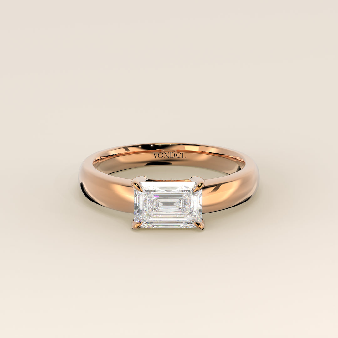 Joan - Emerald East to West Lab Grown Diamond Ring with Wide Band