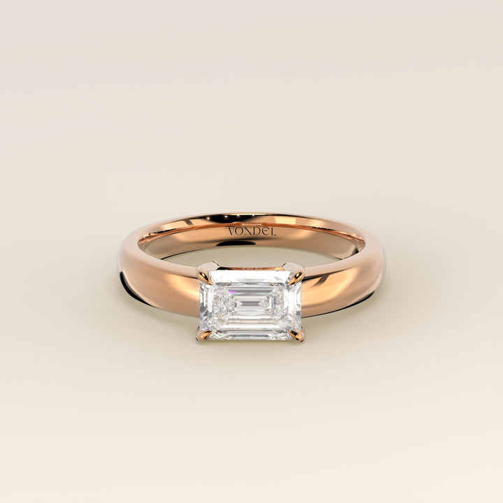 Joan - Emerald East to West Lab Grown Diamond Ring with Wide Band