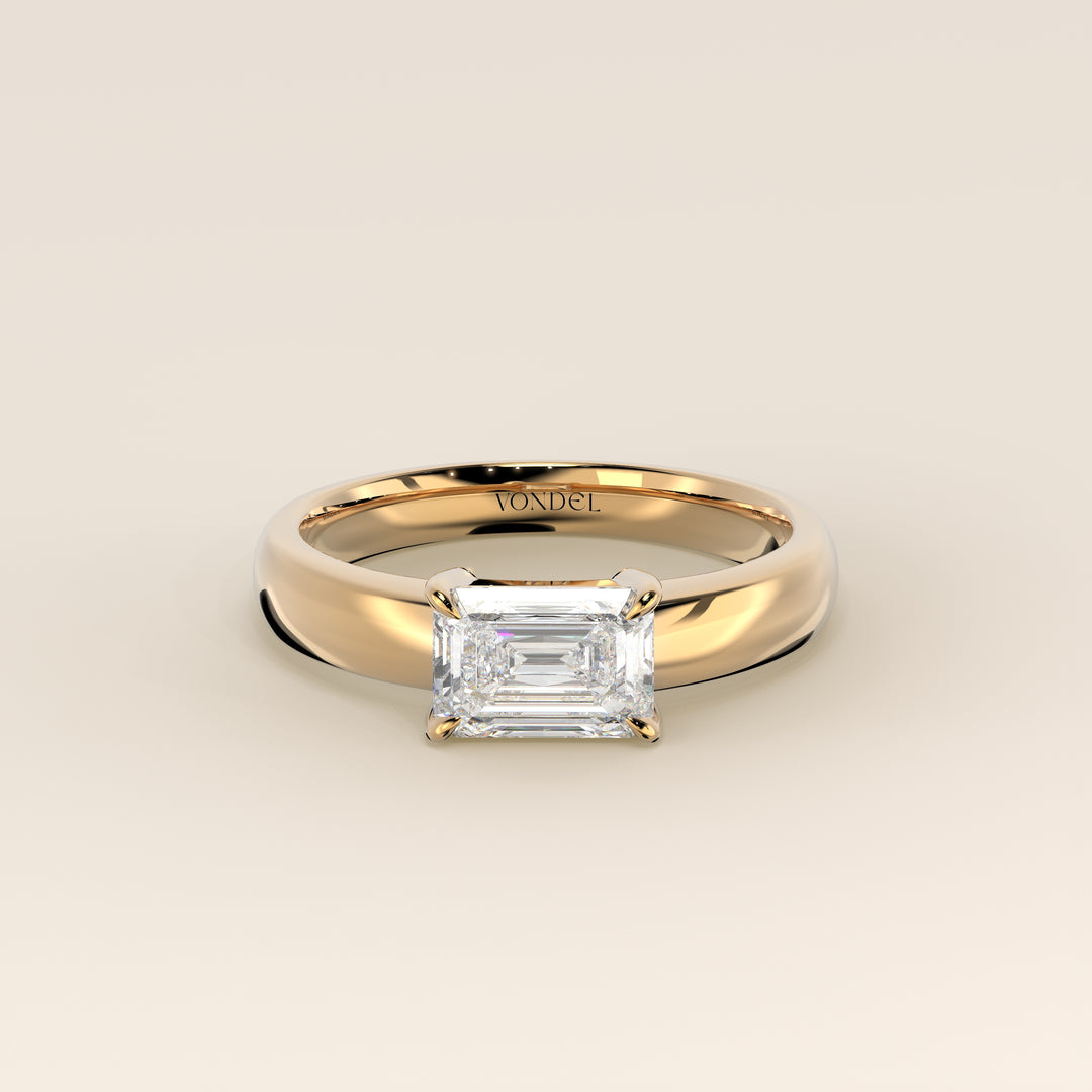Joan - Emerald East to West Lab Grown Diamond Ring with Wide Band