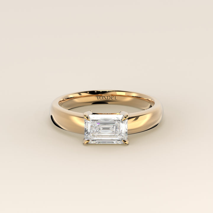 Joan - Emerald East to West Lab Grown Diamond Ring with Wide Band