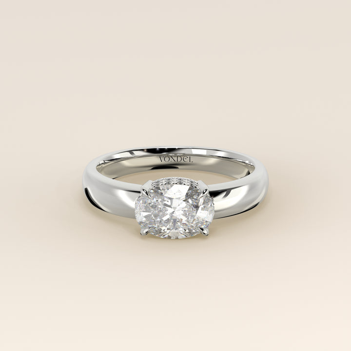 Joanne - Oval East to West Lab Grown Diamond Ring with Double Hidden Halo and Wide Band
