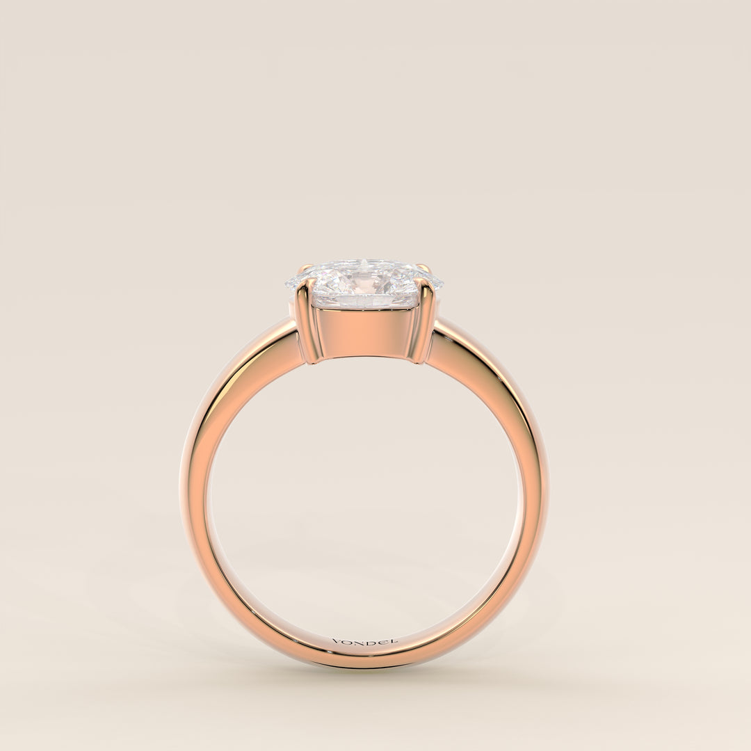 Joan - Oval East to West Lab Grown Diamond Ring with Wide Band