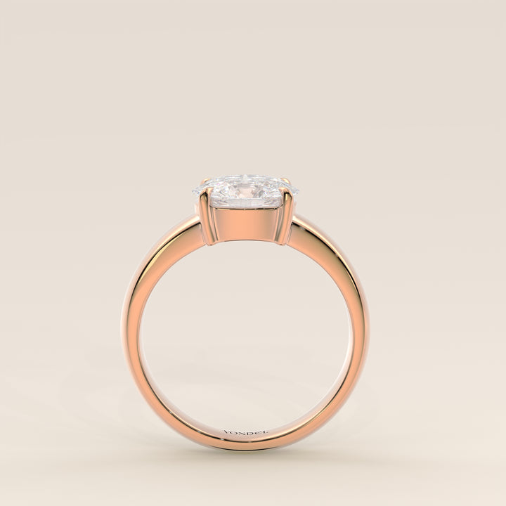 Joan - Oval East to West Lab Grown Diamond Ring with Wide Band