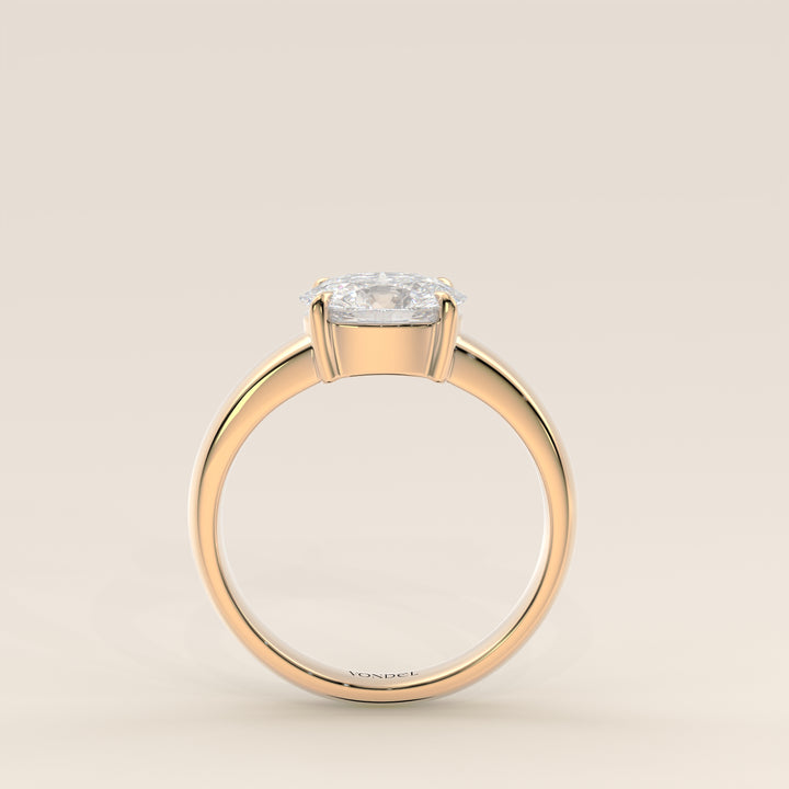 Joan - Oval East to West Lab Grown Diamond Ring with Wide Band